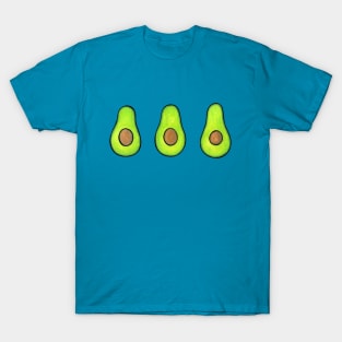 Avocado Energies - fun vegan design on blue T-Shirt